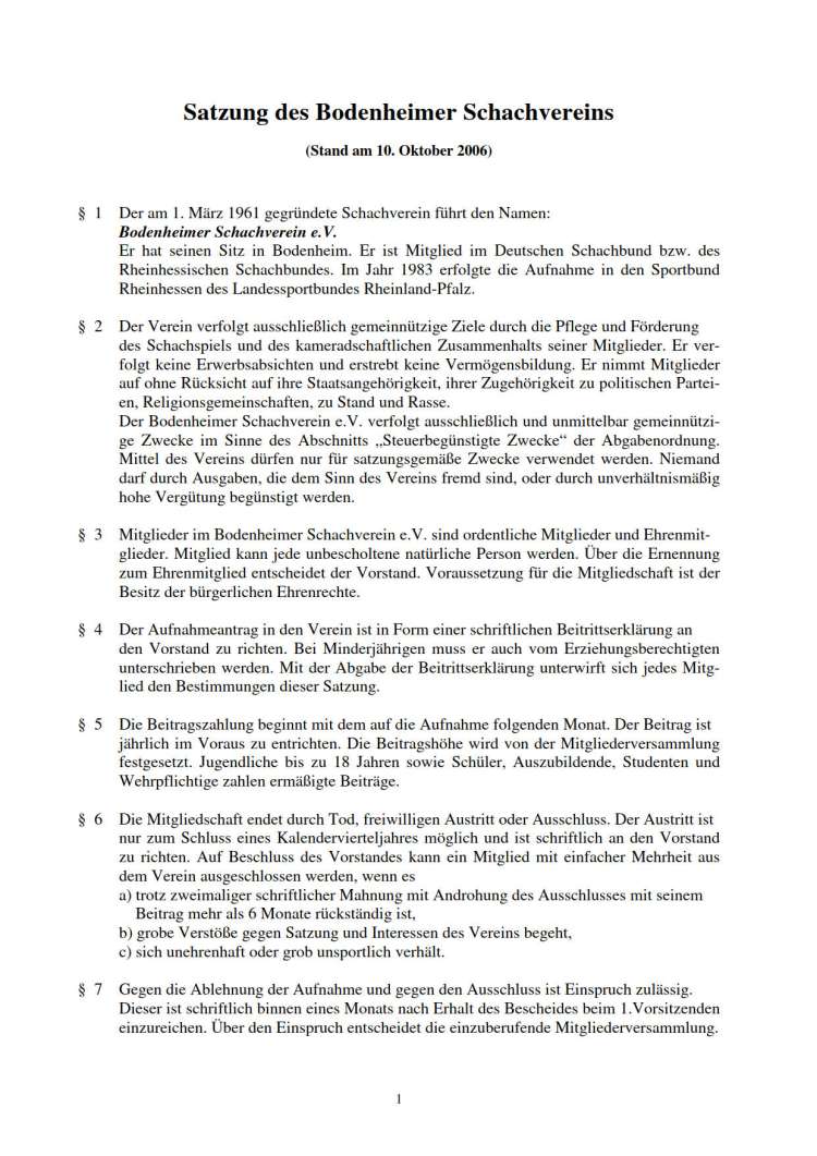 Satzung Seite 1